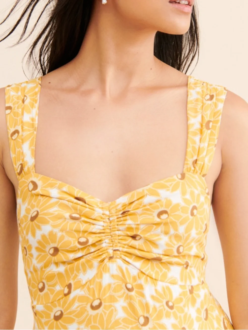 NWOT FREE PEOPLE Rosalee floral yellow Midi Dress size medium - Picture 4 of 9